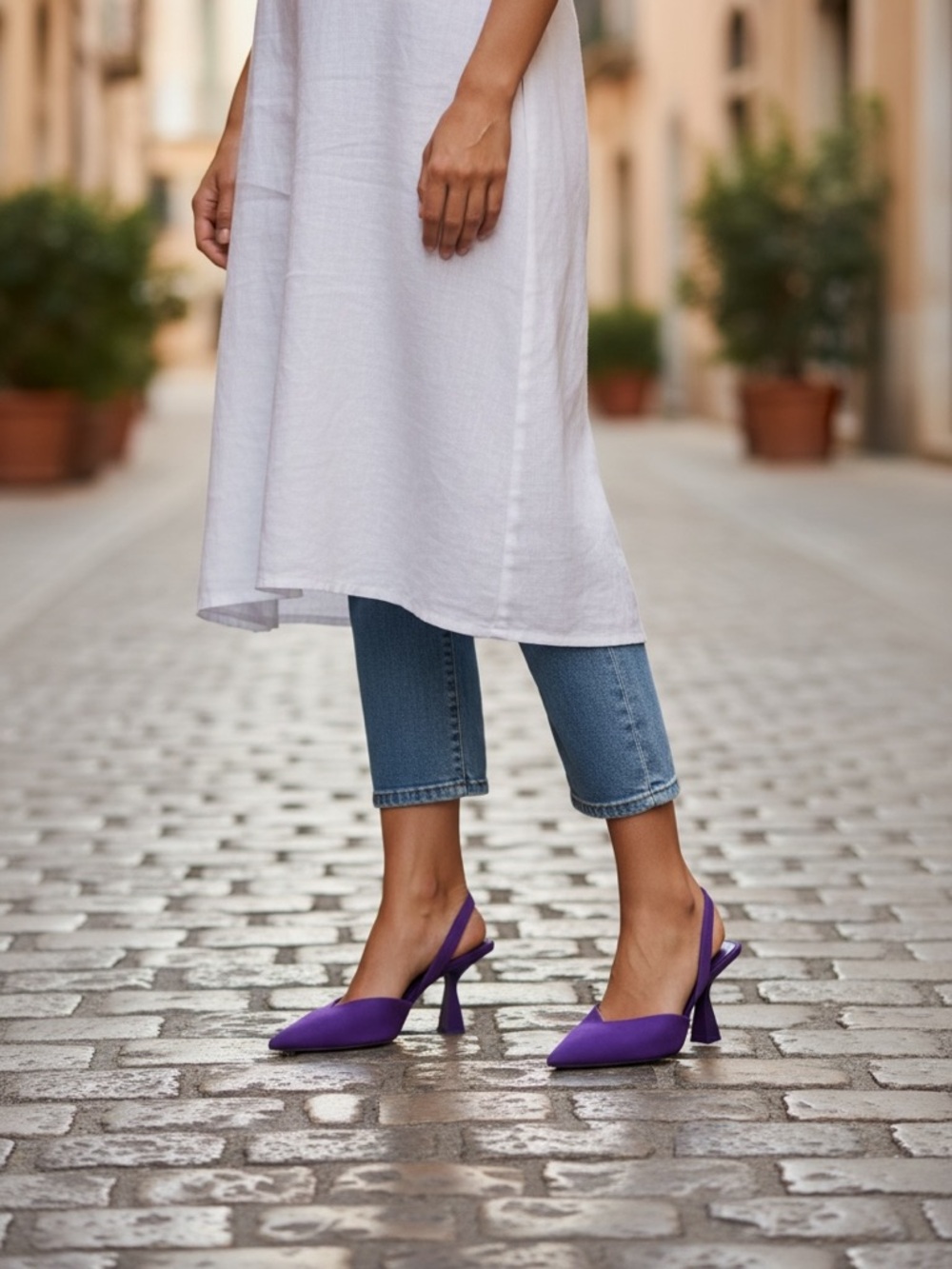Zara Violet Pointed Slingback Heels